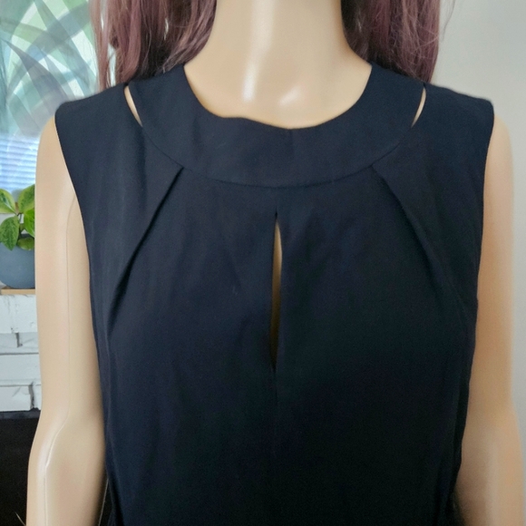 Lida Baday wool dress size 10 black sleeveless cutout sheath midi - Picture 2 of 14